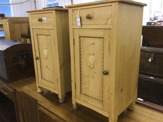 Pair of pine bedside cupboards